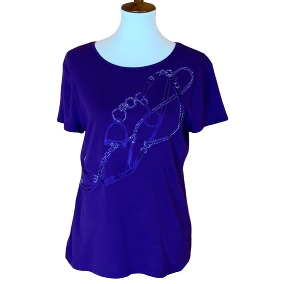 Lauren Ralph Lauren royal purple equestrian top Size Large - Picture 1 of 9
